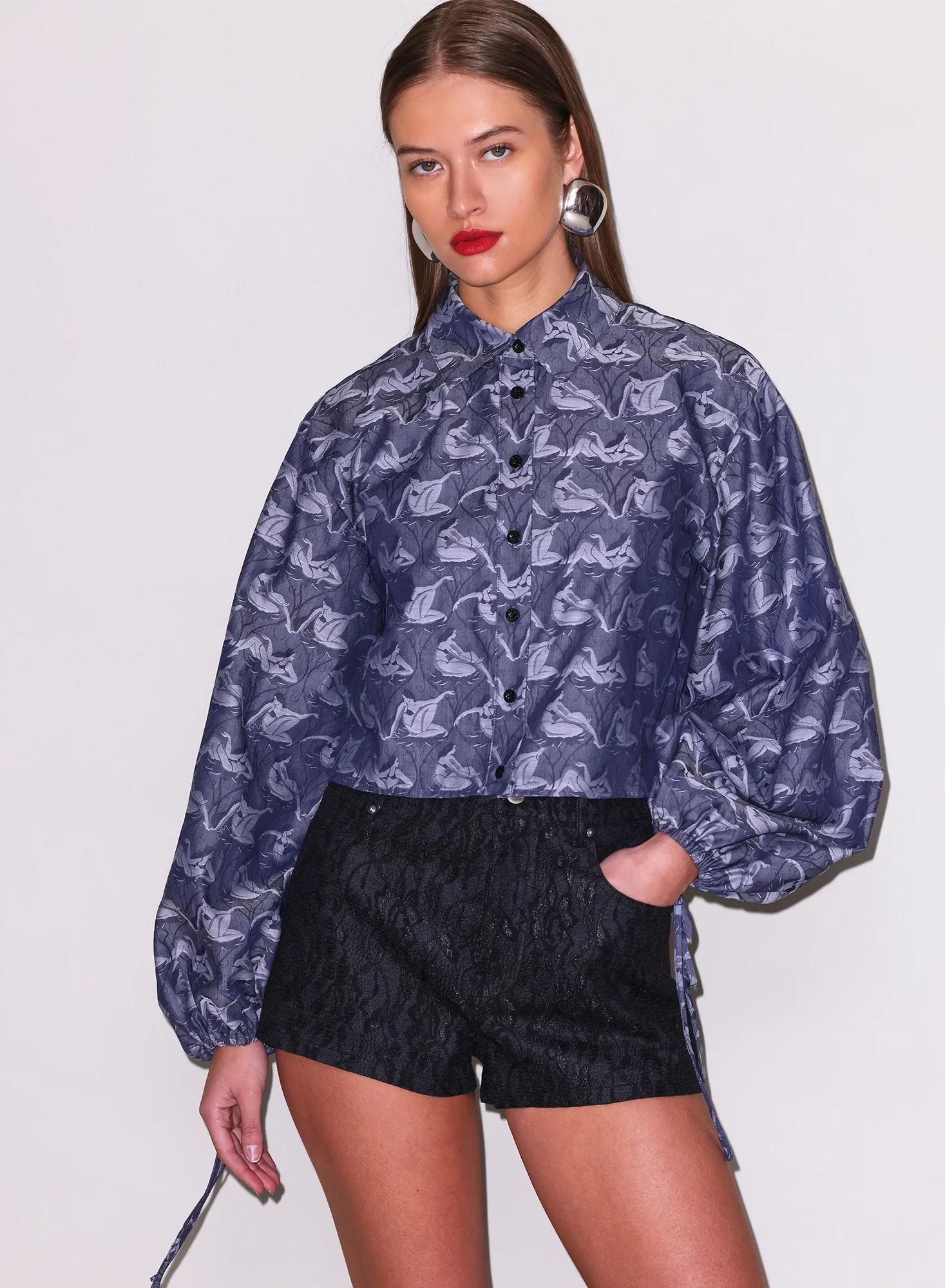 Gio Jacquard Crop Shirt