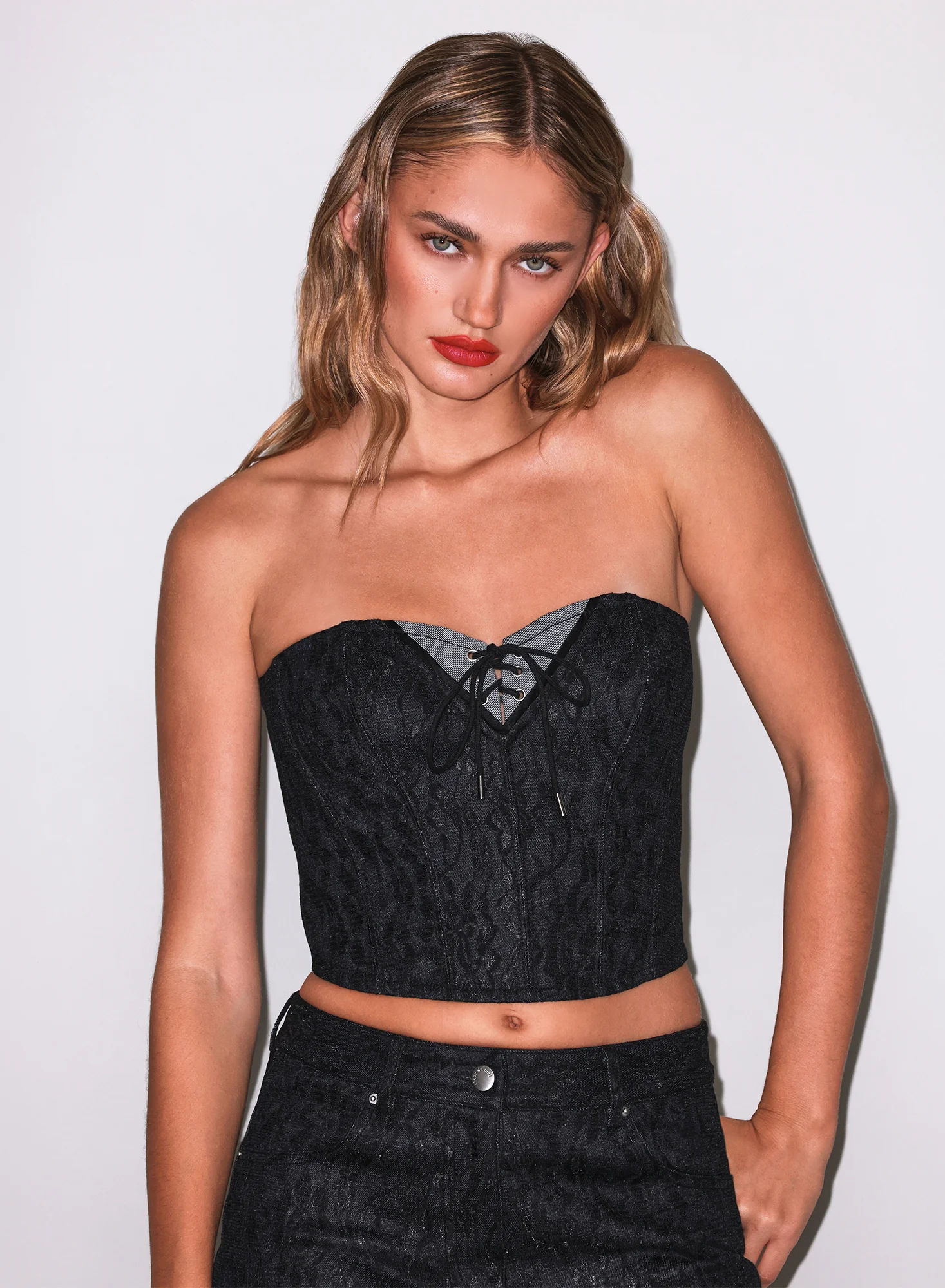 Lace Denim Bustier